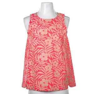 J. Crew Bright Pink Seamed Shell Top in Plumeria Jacquard